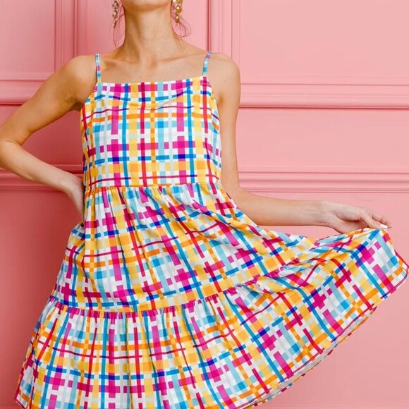 BiBi‎ Multi Colors Plaid Sleeveless Sun Dress - Picture 12 of 16